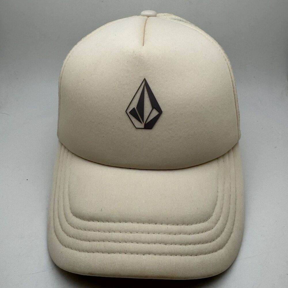 Volcom Foam Trucker Hat Cap Cream Off White Mesh Back Snapback O/S Skate Surf